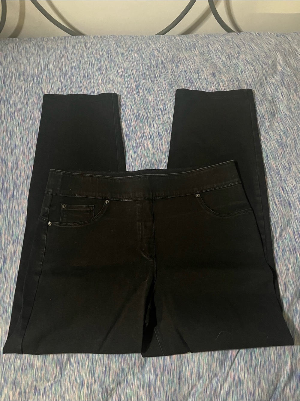 Stretchy black slim factor pants by Investments size large short